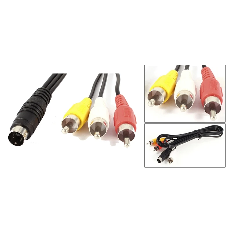 1,5 м 4.9ft 3 RCA штекер 4 Pin S-Video Мужской ТВ ПК Конверсионный кабель
