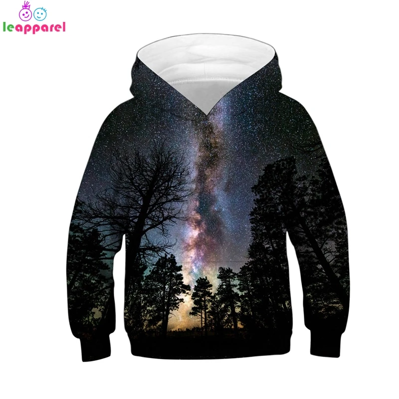 

New Arrival Girls Boys Hoodies Sweatshirts 2019 Forest Space Galaxy Print 3D Child Clothes Autumn Winter Kids Hoodie Sweatshirt