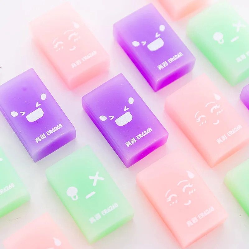 Truecolor Cute Kawaii Durable Colored Pencil Eraser Cube Jelly Fruit