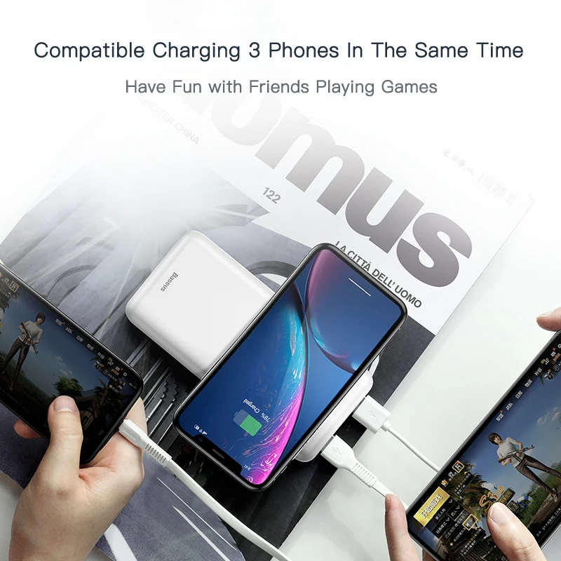 Baseus 10000mAh Wireless Charger Power Bank For iPhone Samsung Huawei Xiaomi Powerbank Dual USB Charging External Battery Pack