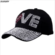 Бейсбол Шапки в новом стиле с надписью «LOVE» и кепки для Женская солнцезащитная Кепка шапка со стразами из джинсовой ткани и бейсболка из хлопка