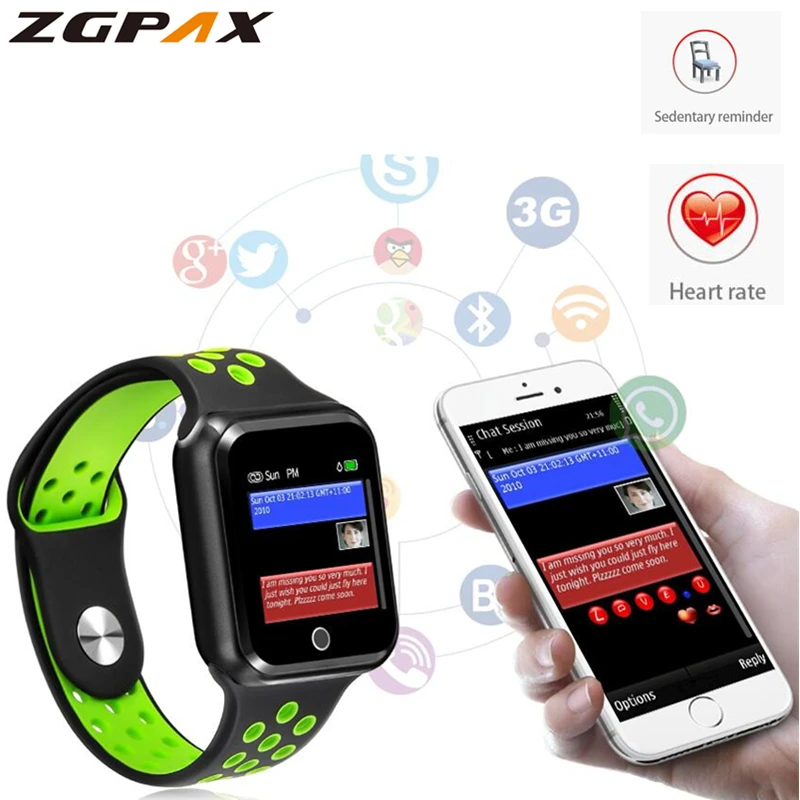 

ZGPAX Professional Sport Smart Watch IP67 Waterproof 2.5D Full Color Screen Heart Rate Blood Pressure Fitness Bracelet For Men