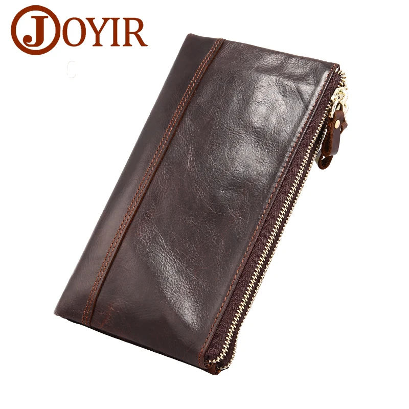 

Men Long Wallet Genuine Cowhide Leather Double Zipper Purse Card Holder Male Multi Money Pack Long Wallet Men Clutch
