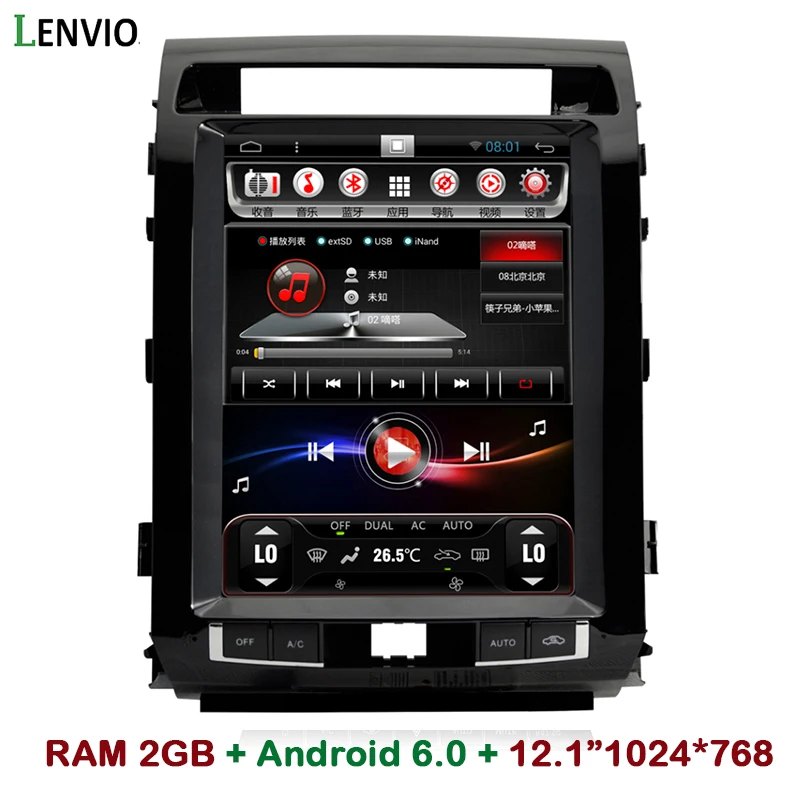

Lenvio 12.1"IPS 1024*768 RAM 2GB 2 Din Android 6.0 CAR DVD Radio GPS Navigation For Toyota Land Cruiser 200 LC200 2007 2008-2015