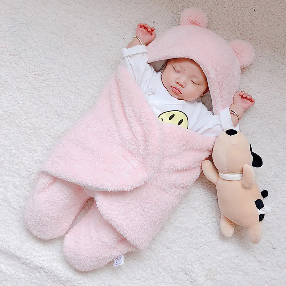 LONSANT/детское плюшевое Пеленальное кашемировое одеяло для новорожденных; милое однотонное Пеленальное Одеяло для мальчиков и девочек; зимнее теплое детское одеяло