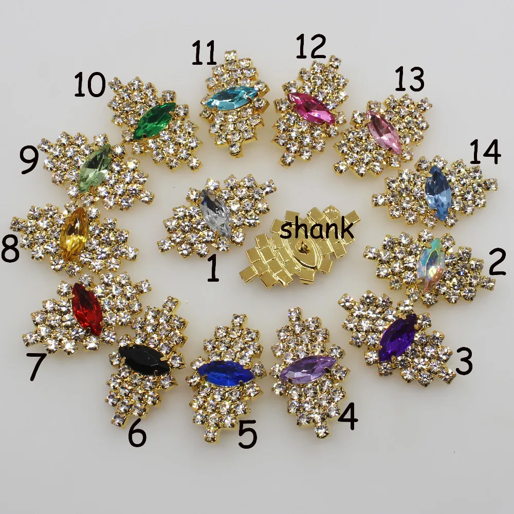 

Fashion butterfly 10PC 20*35mm gold Mix Color Rhinestone Button shank Crystal Coats Suits Decorative Deduction DIY crafts button