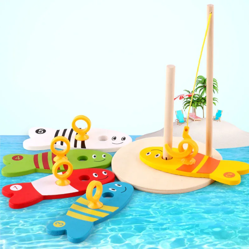 

8Pcs Montessori Materials Educational Stories Learning Wooden Toys for Children Puzzle Fishing Digital Column Funny Kid Toy Gift