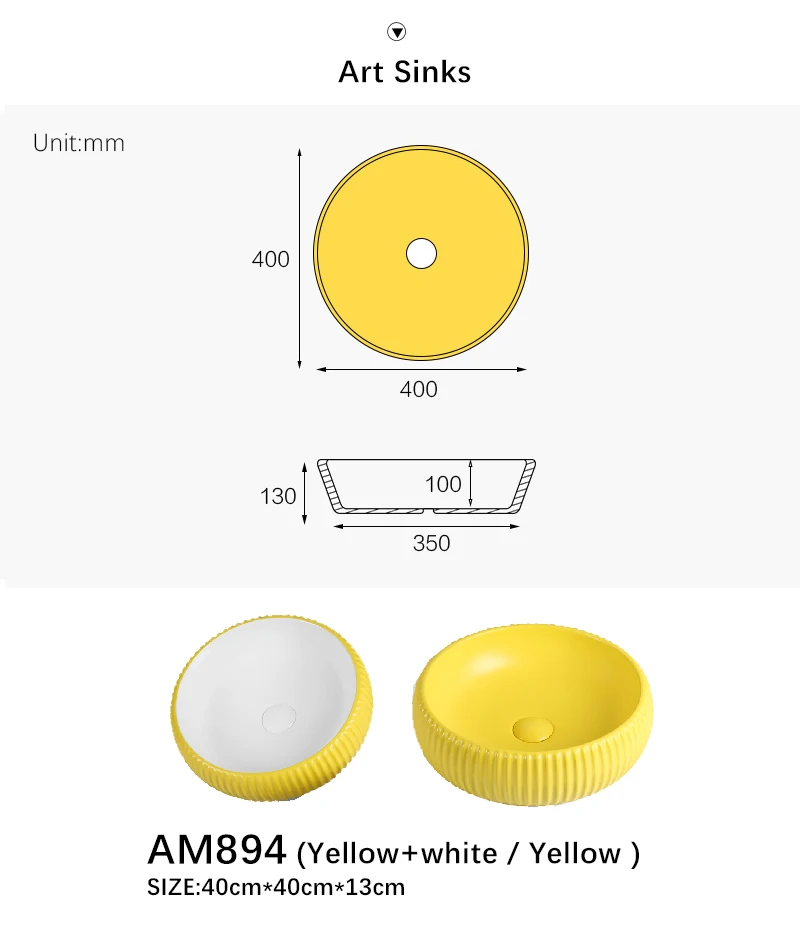 Искусство раковины для ванной комнаты керамический сосуд Современная моющая миска-умывальник желтый белый над столешницей ручной работы раковина AM894