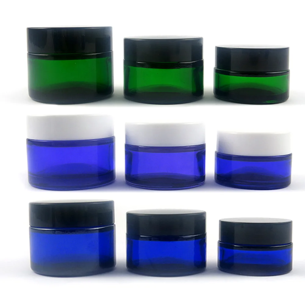 Download 20g 30g 50g 1oz Blue Green Purple Glass Cream Jar Cosmetic Container Jar Black White Lid Screw Cap Glass Bottle Pot Box 10pcs Buy At The Price Of 21 80 In Aliexpress Com