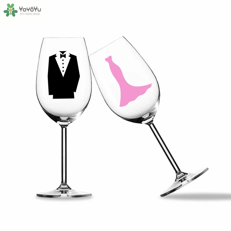 

3pcs/Set Wine Glass Vinyl Decal Wall Mural For Mugs Cups Champagne Glass Wedding Party Decoration 40 Colors Available QQ512