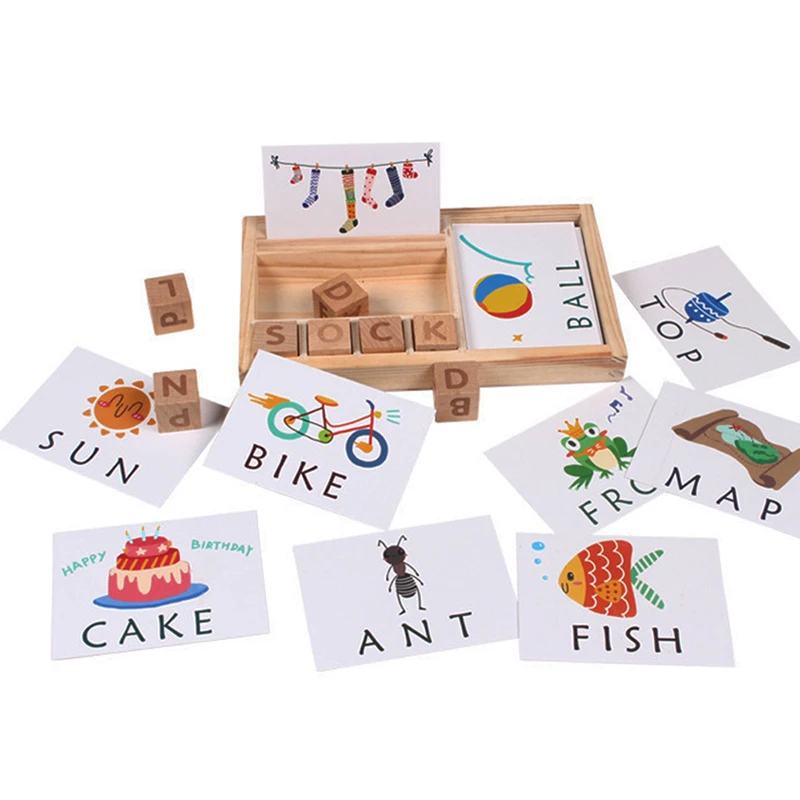 Cartão de Madeira Inglês de Madeira do Bebê Cognitivo Cartão Novo Bebê Brinquedos Educativos Aprendizagem Montessori Materiais Matemática Mod. 337146 13 Cartão de madeira cognitivo cartão novo bebê