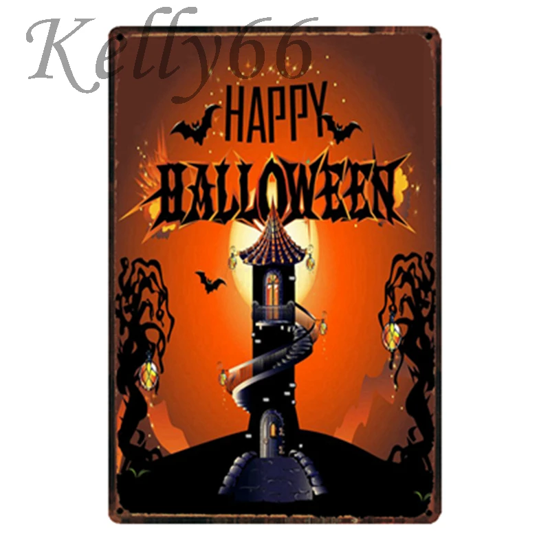 [ Kelly66 ] Happy Halloween Metal Sign Tin Poster Home Decor Bar Wall Art Painting 20*30 CM Size y-1847 | Дом и сад