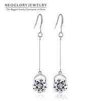 Neoglory, австрийские кристаллы, стразы, кисточки, Длинные свадебные Висячие серьги, подарок на день рождения, модные ювелирные изделия, розовый цвет, 2020, Simp-j P1 - изображение