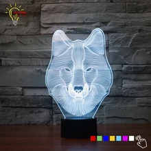 Новое поступление 7 цветов изменить 3D настольная лампа волк животных Спальня Светодиодное освещение Игрушечные лошадки декоративные xmas ночник USB разъем Запасные Аккумуляторы для телефонов