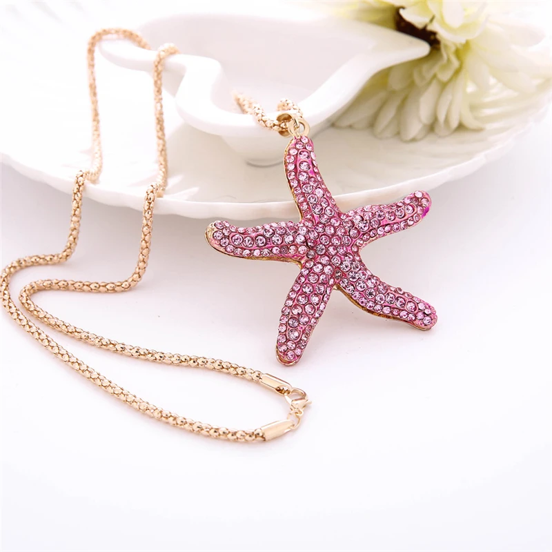 

Women Necklaces Pandents Hot Fashion Elegant Charm Star Fish Crystal Rhinestone Cute Delicate Pendant Sweater Necklace Dec25