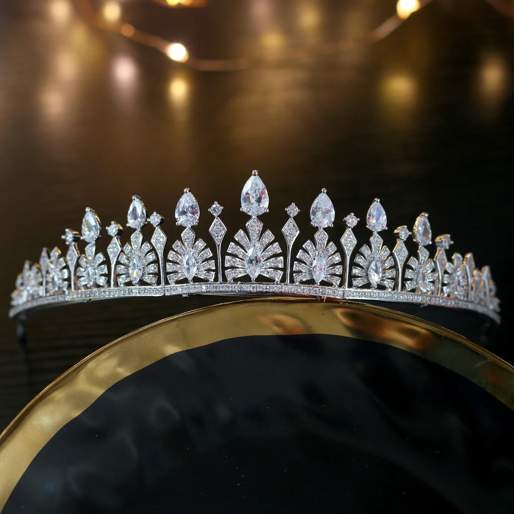 Gorros y corona de lujo europeo AAA CZ Princesa belleza concresso de boda nupcial аксессуары для el cabello