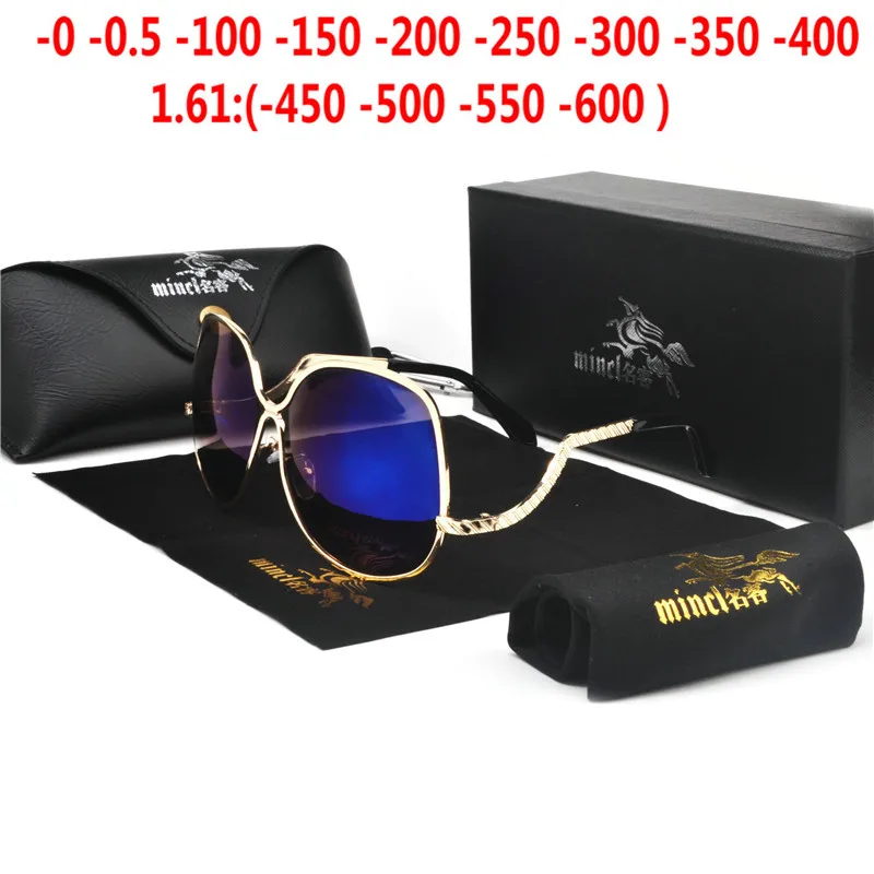 Близорукость Оптические мужские поляризованные солнцезащитные очки-1,0-до-6,0 поляризованные винтажные круглые солнцезащитные очки высокого качества для мужчин женщин NX - Цвет линз: gold-blue lens-0