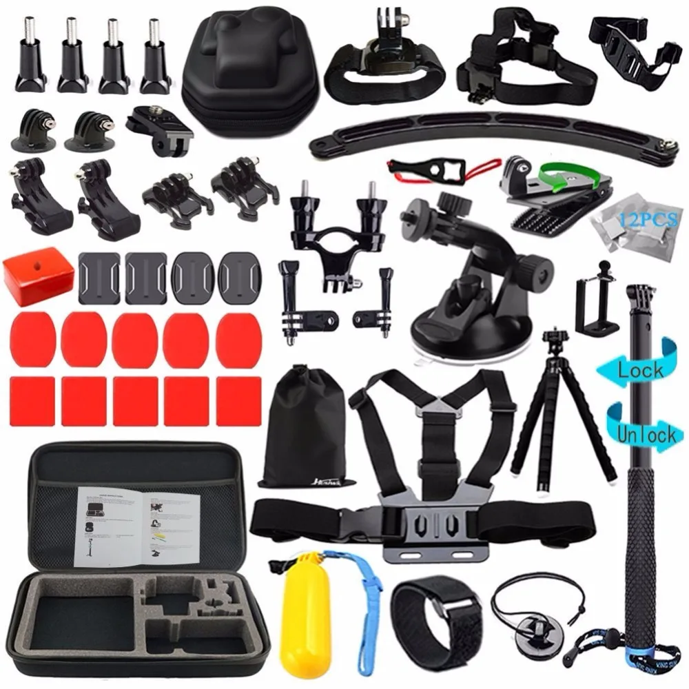 Аксессуары husiway kit для Gopro Hero 5 Session 7 6 Black Xiaomi Yi 4K экшн камеры Sony Eken 13L|Чехлы