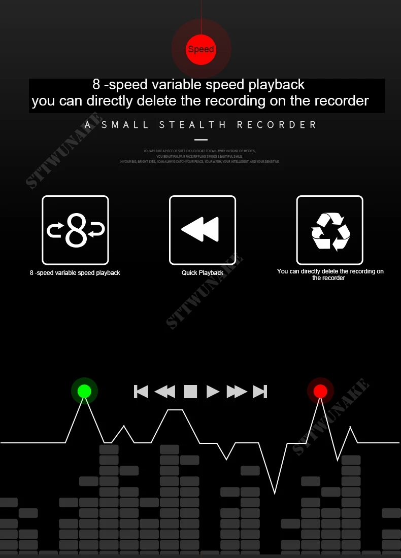STTWUNAKE Профессиональный цифровой HD мини скрытый диктофон аудио рекордер Диктофон denoise long-distance HiFi без потерь MP3