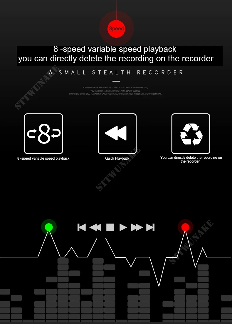  STTWUNAKE Digitale professionale HD Mini hidden Voice Recorder Audio Recorder Dittafono denoise a l