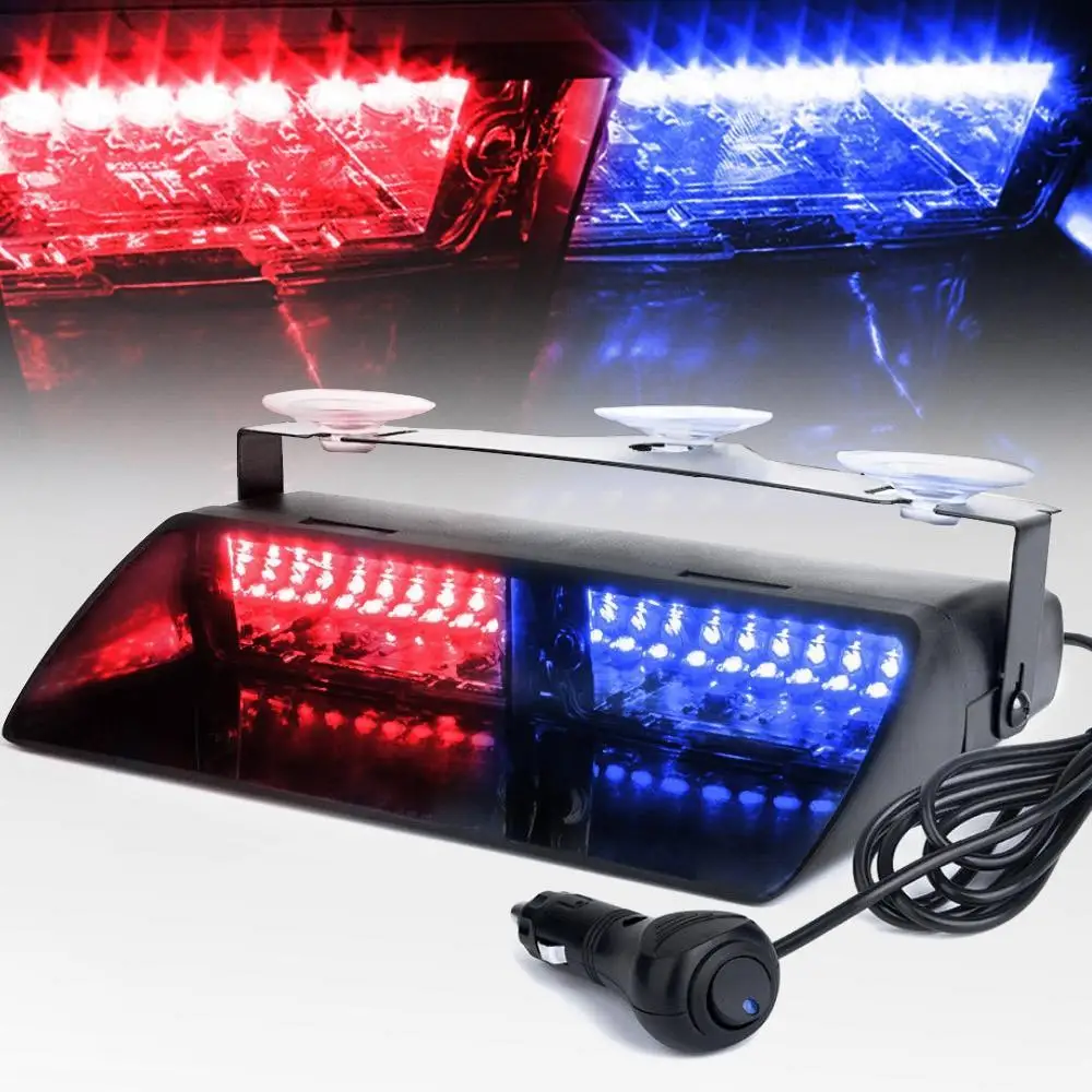 

12V Car 16 LEDs 18 Flashing Modes Truck Emergency Flasher Dash Strobe Warning Light Day Running Flash Led Police Lights