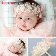 BalleenShiny/Кружевная повязка на голову с бабочкой для маленьких девочек; Детский головной убор; модная повязка на голову для принцессы; лента для фотосессии
