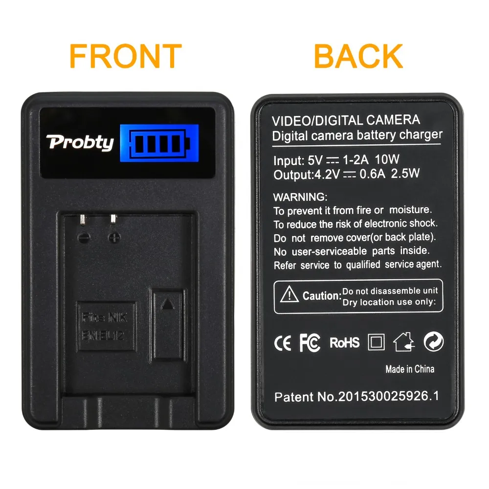 Probty EN-EL12 EN EL12 EL12 ЖК-дисплей Батарея Зарядное устройство для Nikon Coolpix S9100 s9200 S9400 S9500 S8200 S620