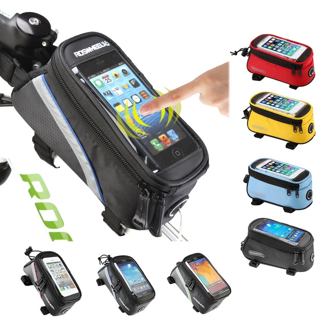 US $5.24 ROSWHEEL BICYCLE BAGS CYCLING BIKE FRAME IPHONE BAGS HOLDER PANNIER MOBILE PHONE BAG CASE POUCH