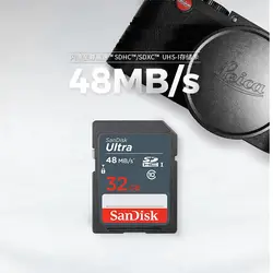 Оригинальный SanDisk Ultra карты памяти SDHC/SDXC SD карты UHS-I Class10 16 ГБ 32 ГБ 64 ГБ C10 48 МБ/с. Full HD для Камера видеокамера SDUNB