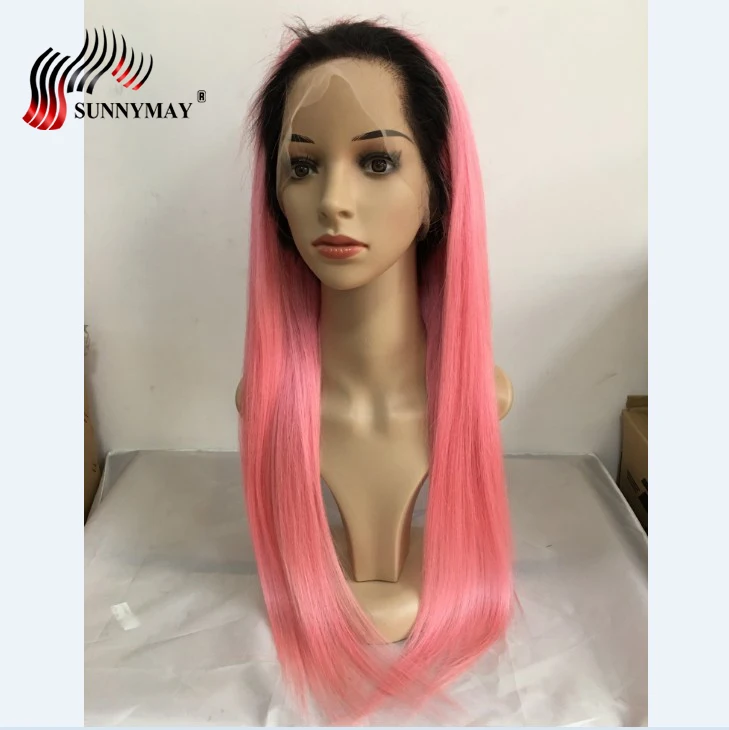 Sunnymay полный шнурок человеческие волосы парики 1bT розовый бразильский виргинский волос парики шнурка с ребенком волос предварительно