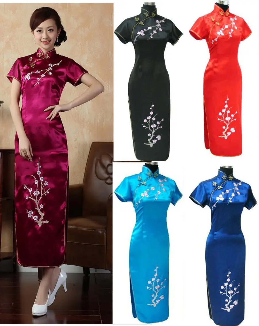 Модное платье в китайском традиционном стиле Cheongsam Женская Вышивка клубов вечернее китайское платье-Ципао S M L XL 2XL 3XL