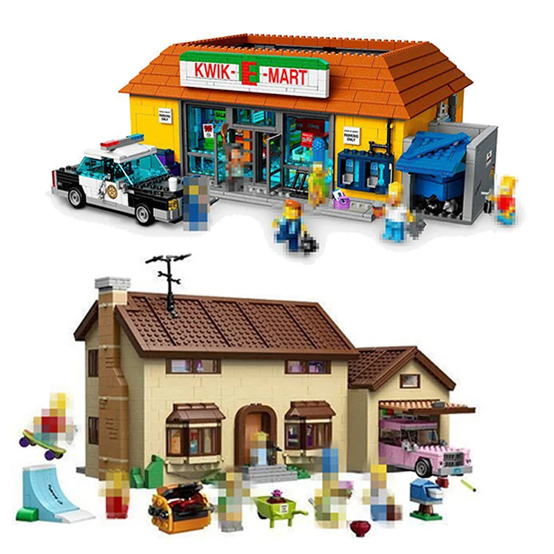 Building Blocks City Street 16004 2232Pcs 16005 Simpsons Bart Homer Kwik-E-Mart For 71016 Bricks Lepin city street in blocks