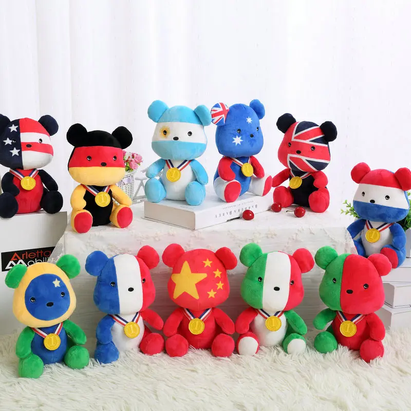 

2019 Creative Plush Bear Toy National flag Bear Doll Stuffed Cartoon Toy For Holiday Games Gift CM High Quality