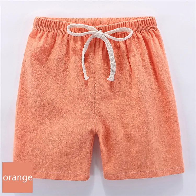 Детские штаны для мальчиков от 2 до 10 лет шорты конфетного цвета для девочек, детские летние пляжные свободные Шорты повседневные штаны удобные хлопковые и льняные - Цвет: Оранжевый