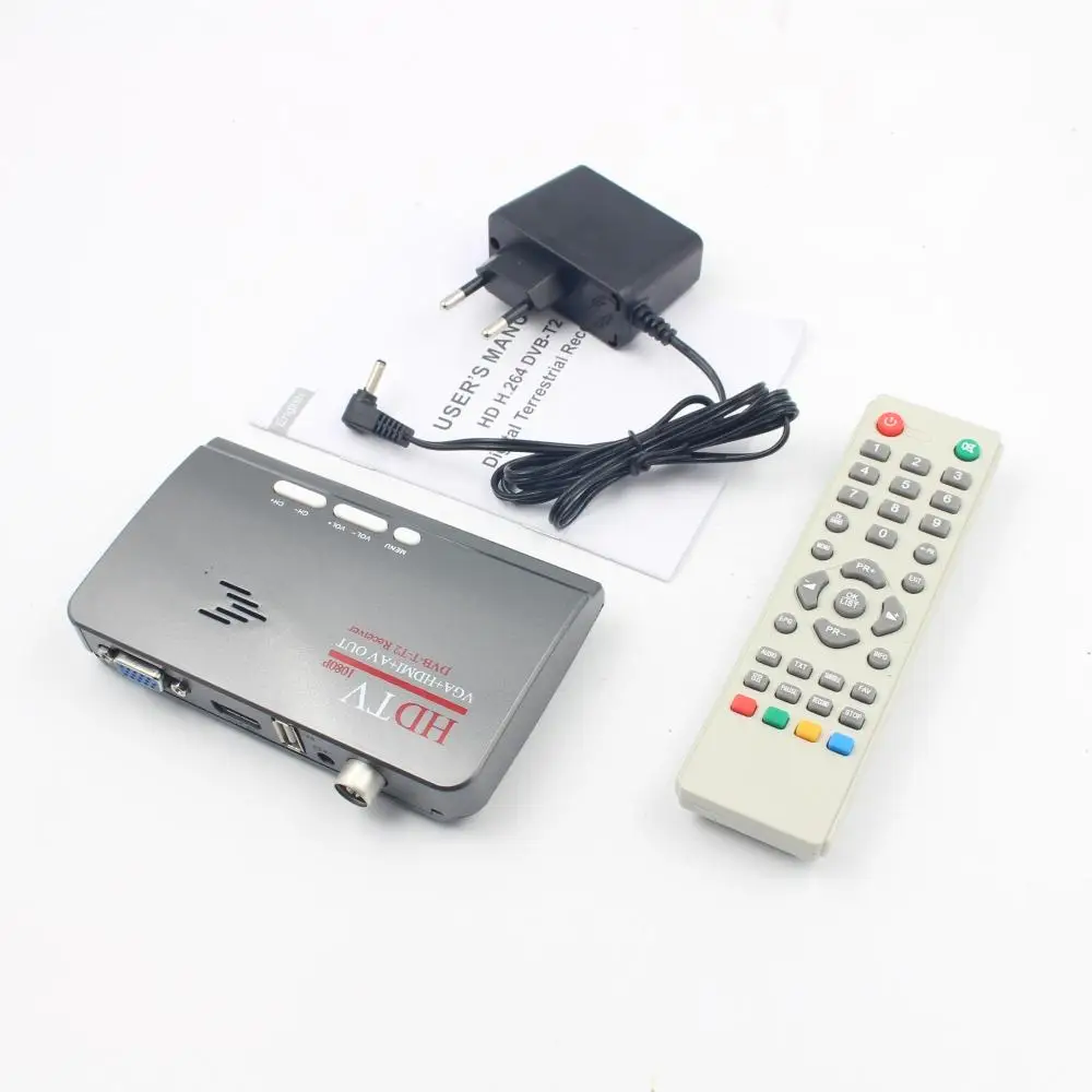 LumiParty HDMI 1080P DVB-T/T2 ТВ приставка AV CVBS тюнер приемник с пультом дистанционного управления HDMI HD 1080P VGA DVB-T2 ТВ приставка
