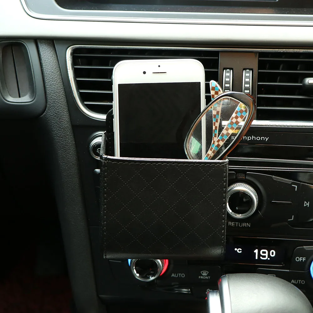 

Car styling Leather Air Outlet Storage Box For Skoda Octavia A5 A7 2 Rapid Fabia Yeti Superb Mini Cooper Accessories