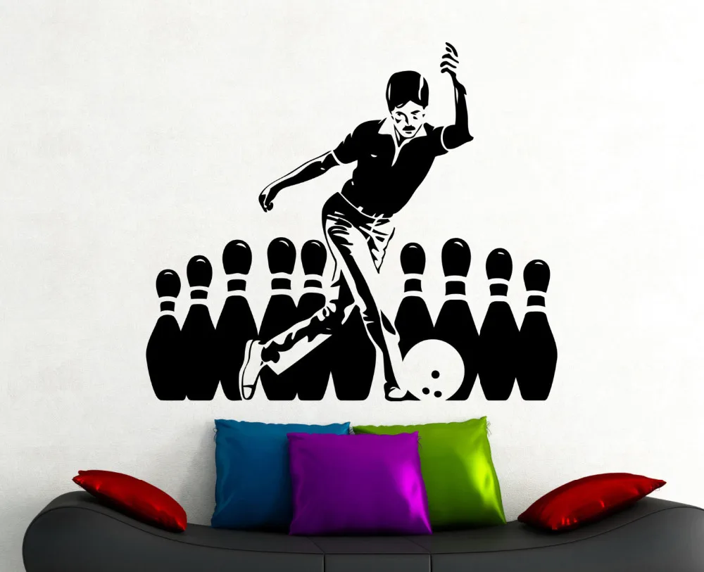 

Bowling Stickers Sports Wall Decal Home Interior Living Room Decoration Bowling Club Vinyl Art Waterproof Sticker A176