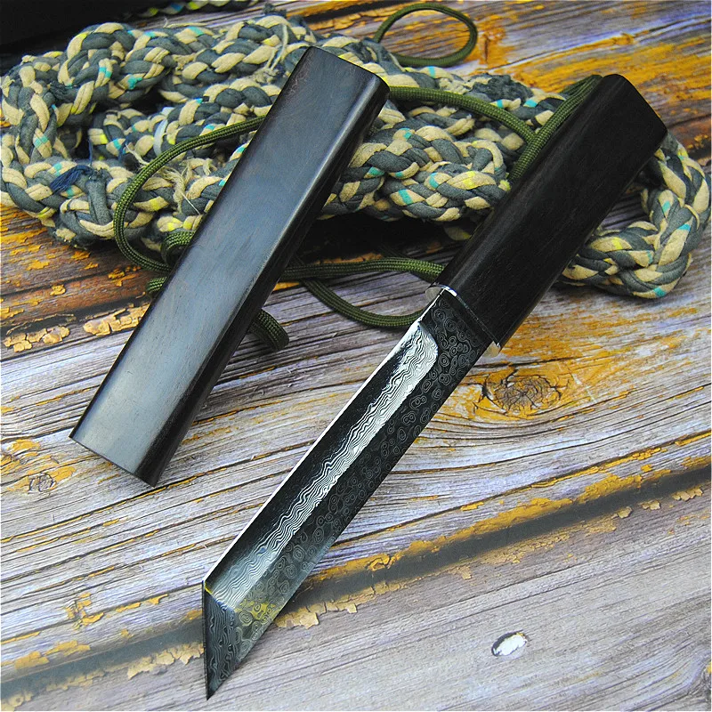 US $53.74 Vg10 Damascus Steel Japanese Mirror Knife 5860hrc Vacuum Heat Treatment Sharp Camping Hunting Knife Series Samurai Style