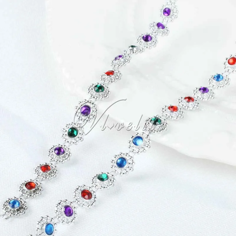 

10Yards Colorful Diamond Mesh Trim 1Row Rhinestone Ribbon Roll for Wedding Party Cake Vase Decorations Diy Sewing Gift Wrap