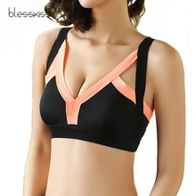 BLESSKIS назад Крест Спортивный Бюстгальтер Push Up Топ Фитнес Для женщин топ для занятий йогой дамы работает Одежда Tank Crop топы