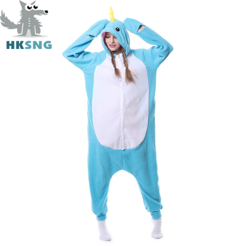 Новинка пижама HKSNG унисекс с животными нарвалами Мультяшные акулы киты кигуруми