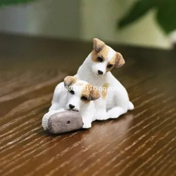 

Simulation animal Cute Puppy Statue Jack Russell Terrier Creative Home Decor Action Figure Collectible Model Toy 7CM BOX D8