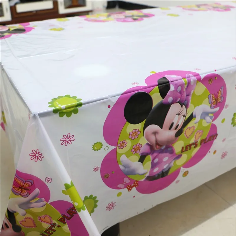 180*108 cm 1pc Minnie Mouse Theme Table Cloth for Kids Happy Birthday Party Decoration Table Cover Event Party Supplies