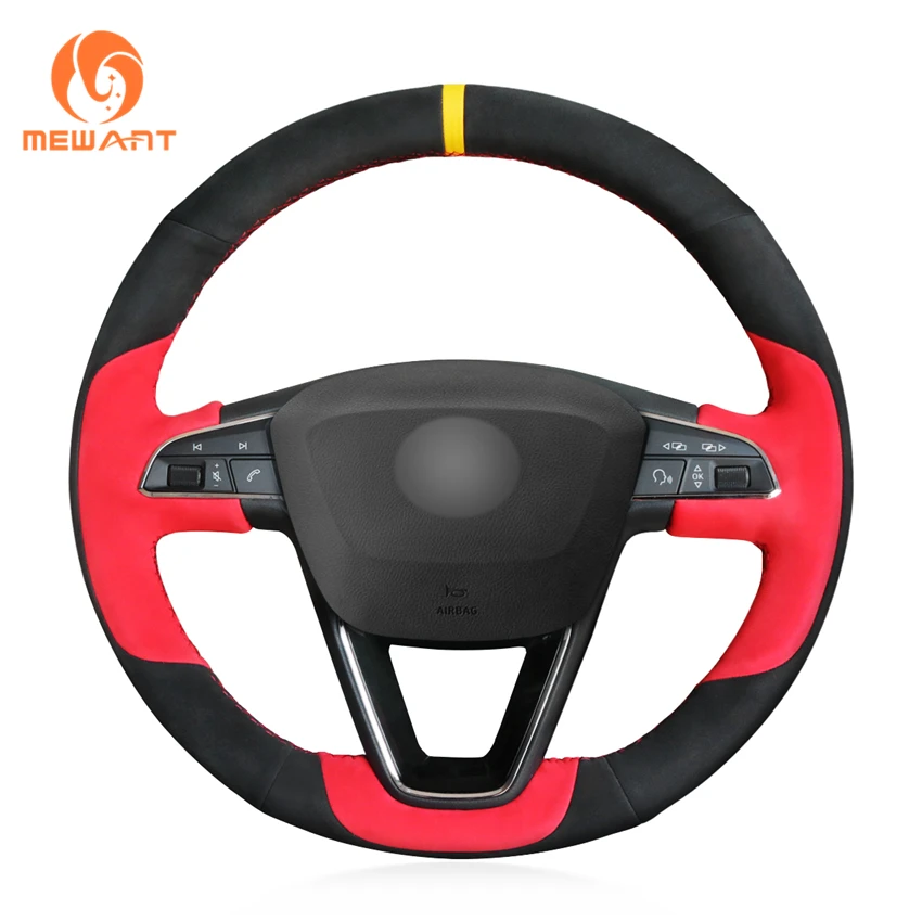 Чехол на руль MEWANT из черной Красной замши для Seat Leon 2013 2020 Толедо 2014 2015 Arona 2017