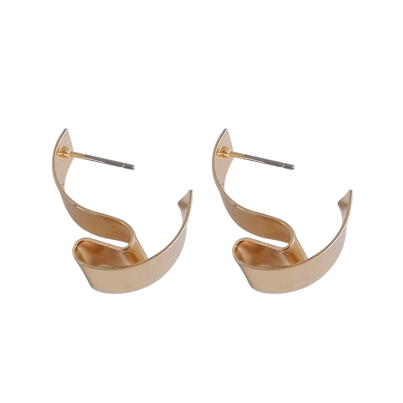 

Europe and the United States fashion brand jewelery metal earrings geometric bending surface nail earrings punk ladies gifts