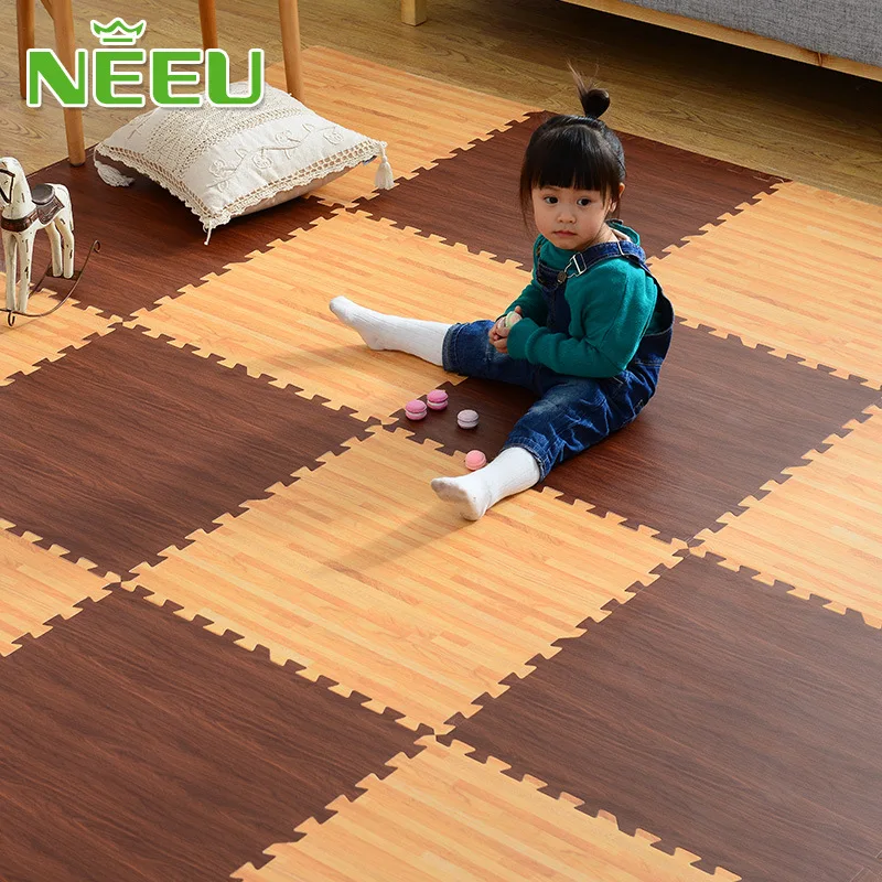 

NEEU 60*60*1cm Split Joint Kids Play Mat Puzzle mats Environmental Non-toxic Baby Crawling Mat Wood Pattern Playmat Crawling pad