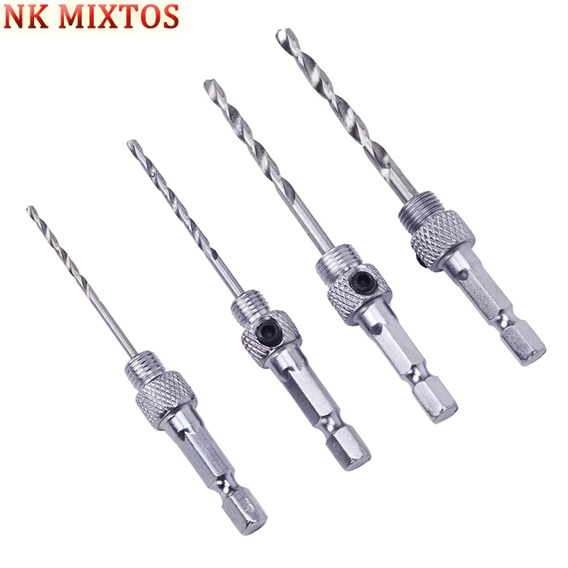 NK MIXTOS 4 Pcs Woodworking Punch Hexagon Driller Drill Bits Set