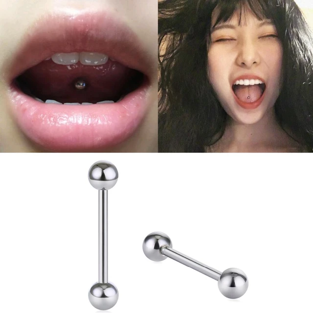 Metal Tongue Bars Vibrating Tongue Pierce 20-Pack 14G Stainless Steel Tongue  Rings