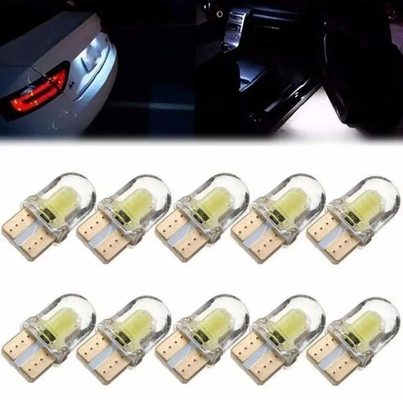 10pcs/lots T10 194 168 W5W COB LED Car License Plate Dome Map Light Bulb White