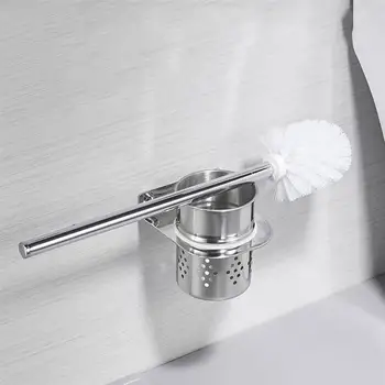 

Toilet Brush Simplified Lightweight Non-punching Stainless Steel Tiolet Brush with Holder Toilet Brush Set for Tiolet Cleaning